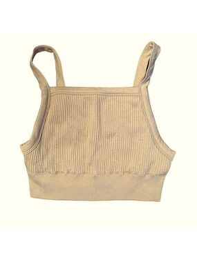 Harlow Taupe Ribbed Cropped Tank Small